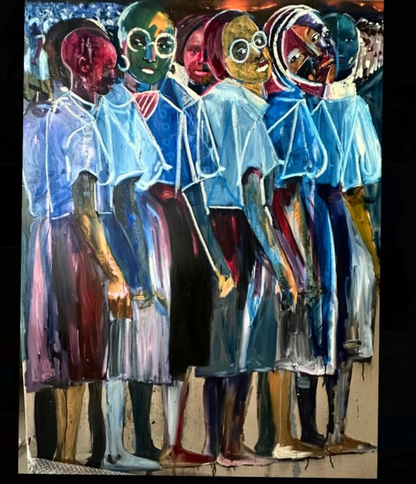 Hopeful Eyes - Mixed media portrait by Nelson Makamo